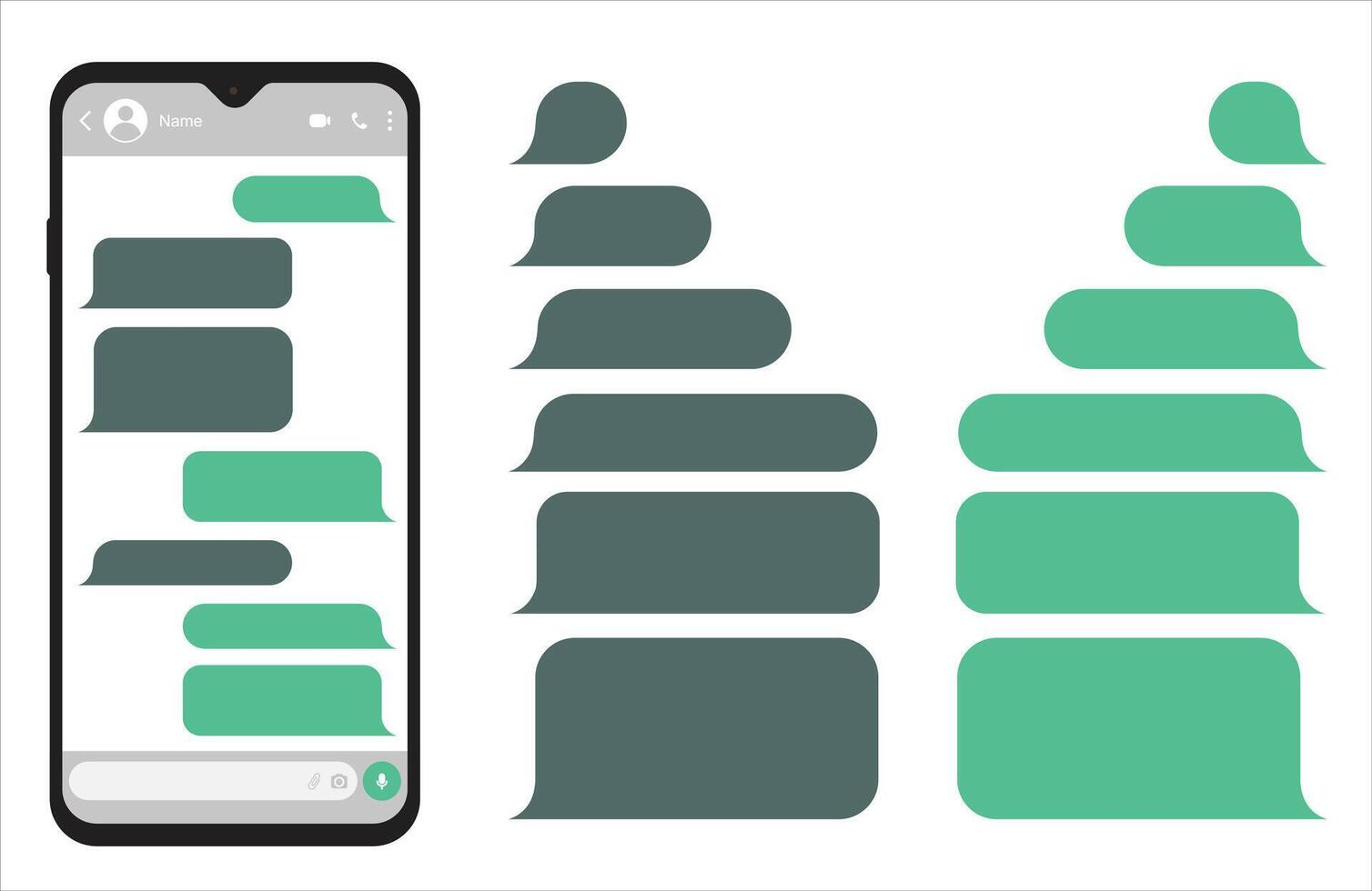 Phone screen message bubbles icons. Design for chat. message tab log. vector