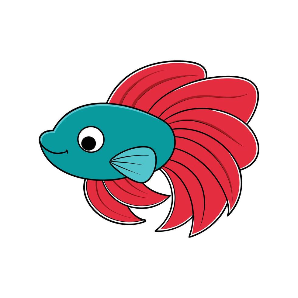Betta fish beauty , cartoon, clipart, and line art design vector