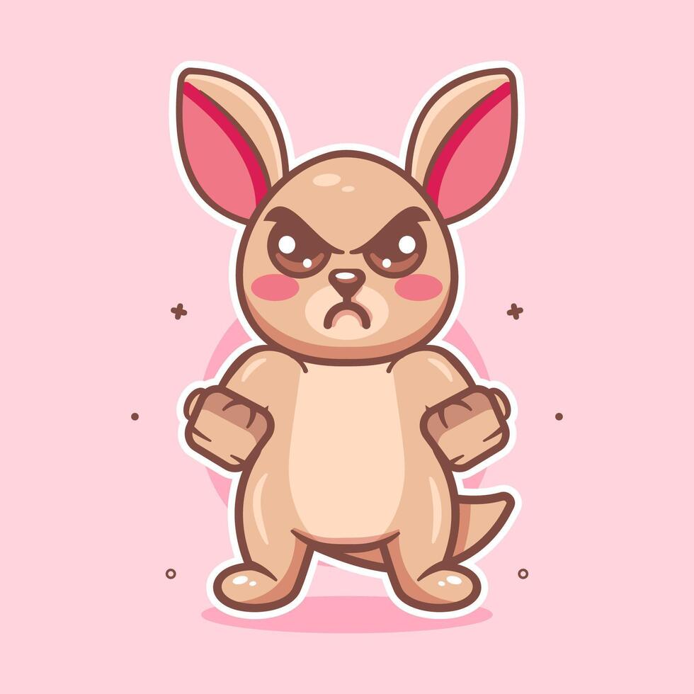 serious kangaroo animal character mascot with angry expression isolated cartoon vector