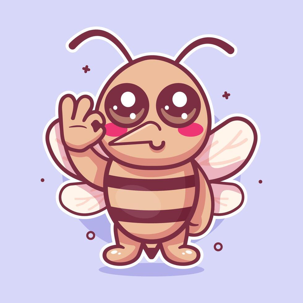 funny mosquito animal character mascot with ok sign hand gesture isolated cartoon vector