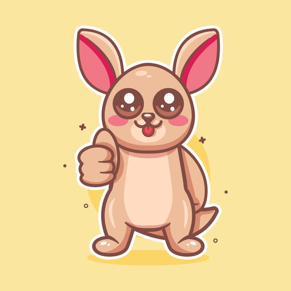 happy kangaroo animal character mascot with thumb up hand gesture isolated cartoon vector