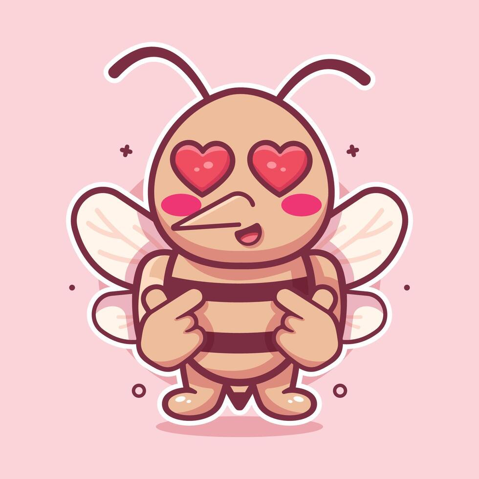 kawaii mosquito animal character mascot with love sign hand gesture isolated cartoon vector