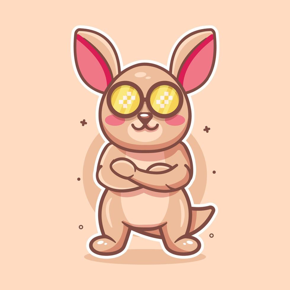 cool kangaroo animal character mascot with crossed arms isolated cartoon in flat style design vector