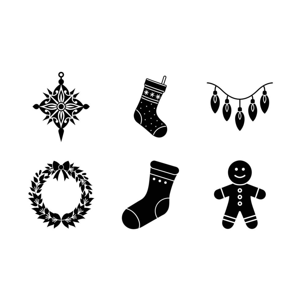 Christmas clipart festive cartoon, line art designs for holiday projects vector