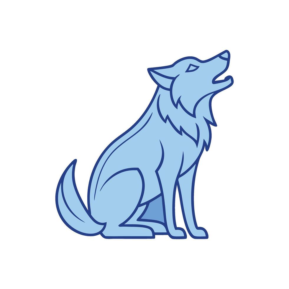 Howling wolf illustration in cartoon clipart and line art style, perfect for printables vector