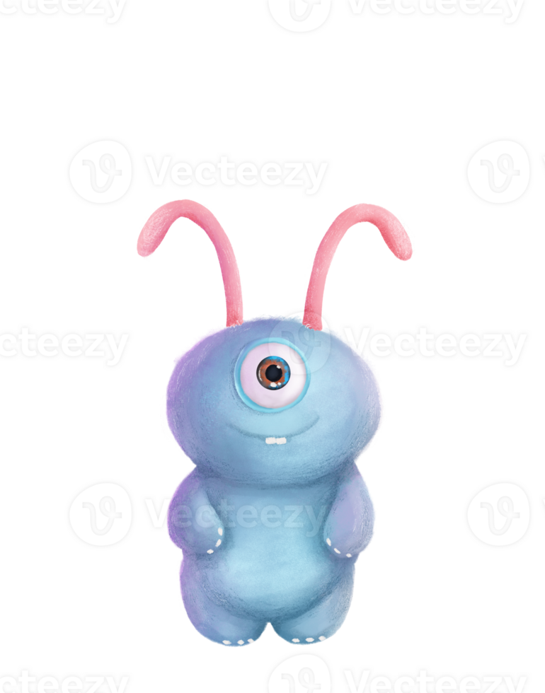 Cute baby monster, illustration for kids, friendly animal card png