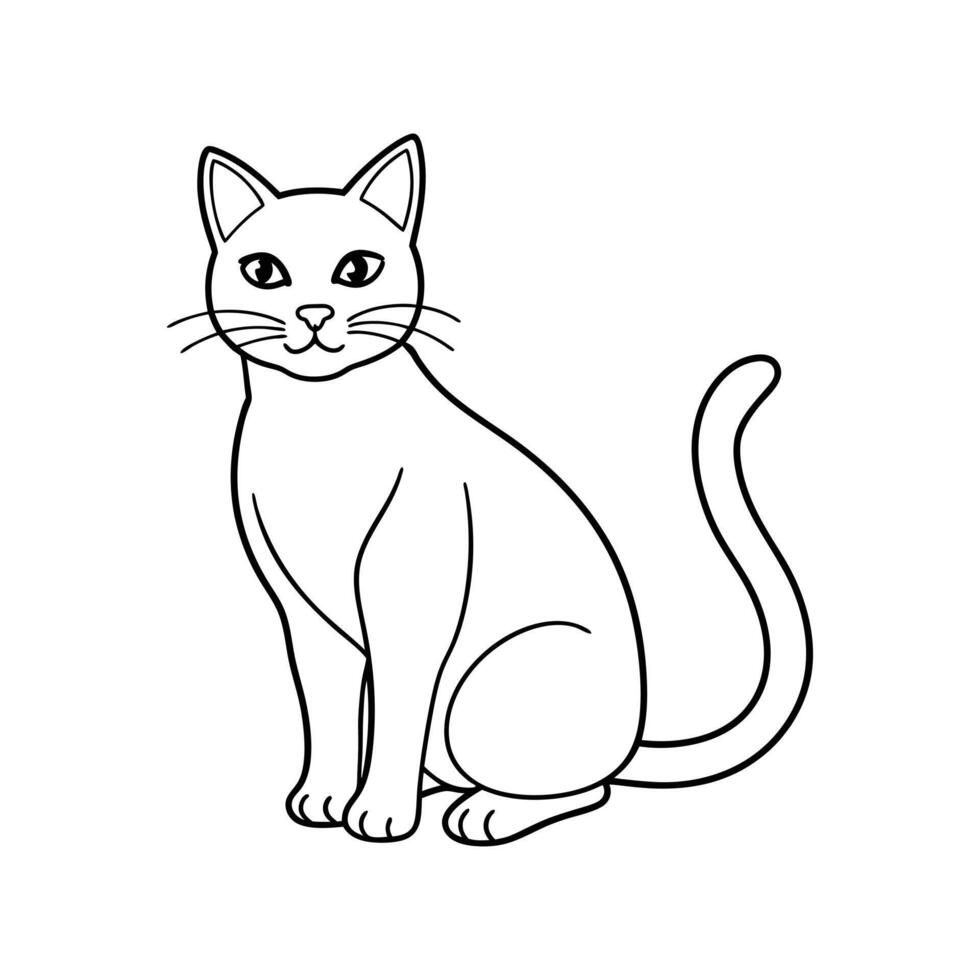 a cute Cat line art or hand drawing Silhouette illustration vector