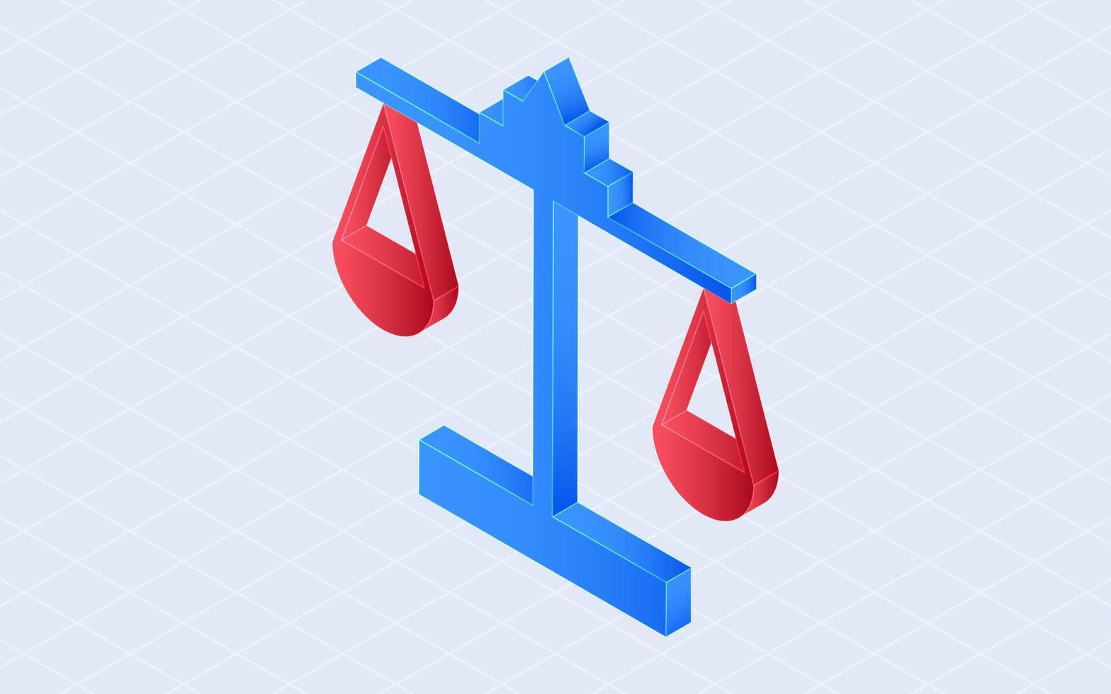 Judgement scale symbol. Law and justice concept. 3d isometric illustration vector