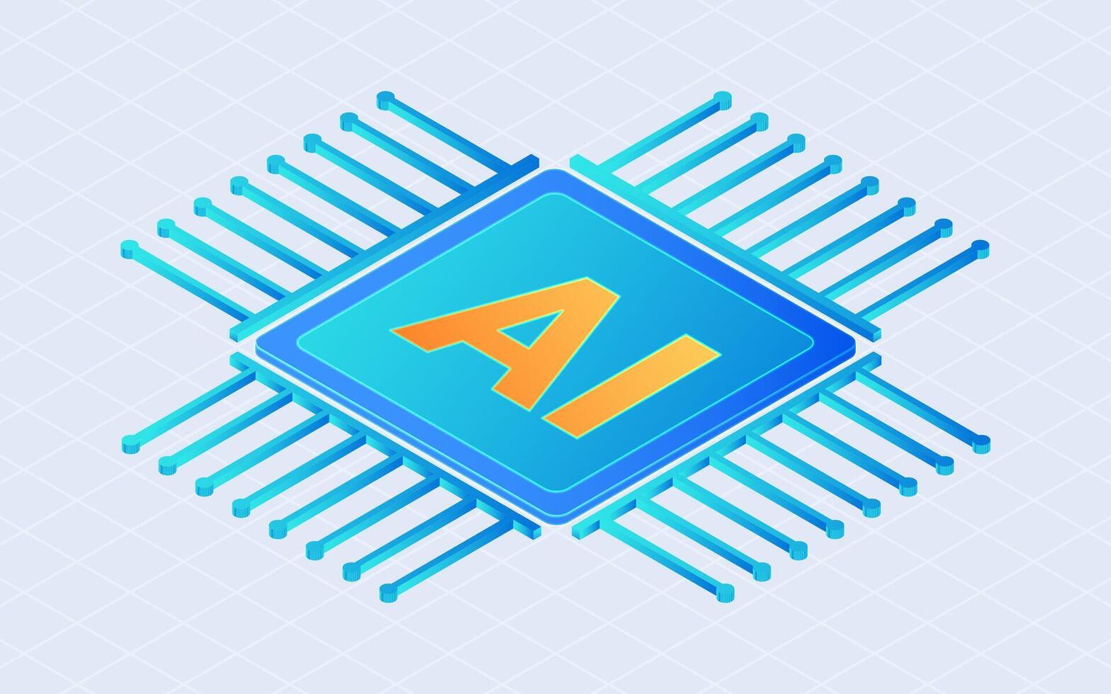 Motherboard digital chip, Artificial intelligence. Concept of Data processing by AI. 3d isometric illustration vector