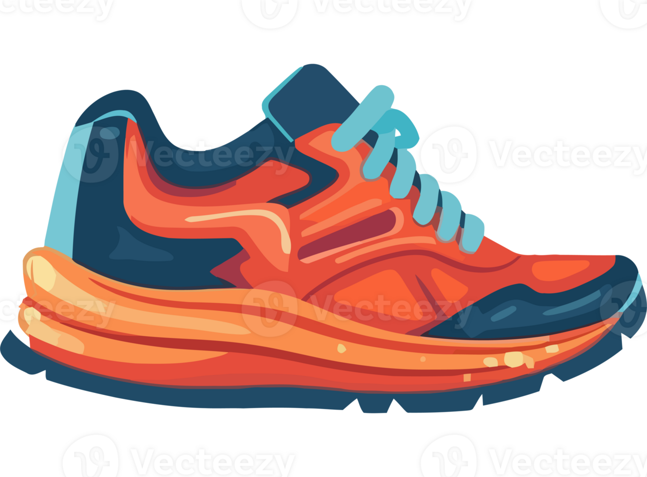 An orange and blue running shoe png