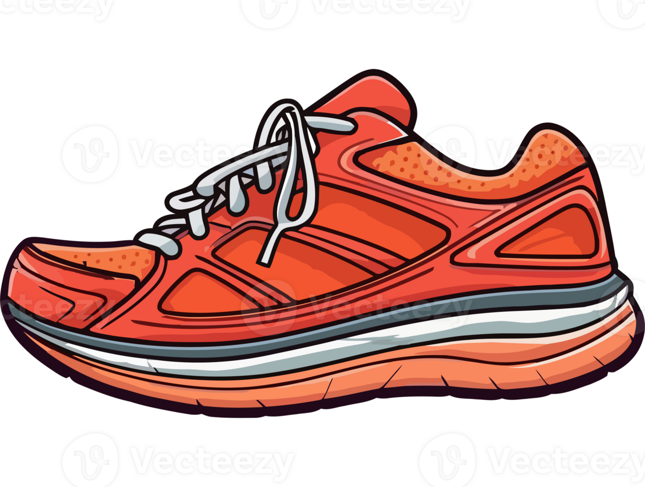 An orange running shoe with laces png