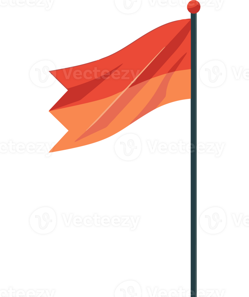 An orange and red flag on a pole png