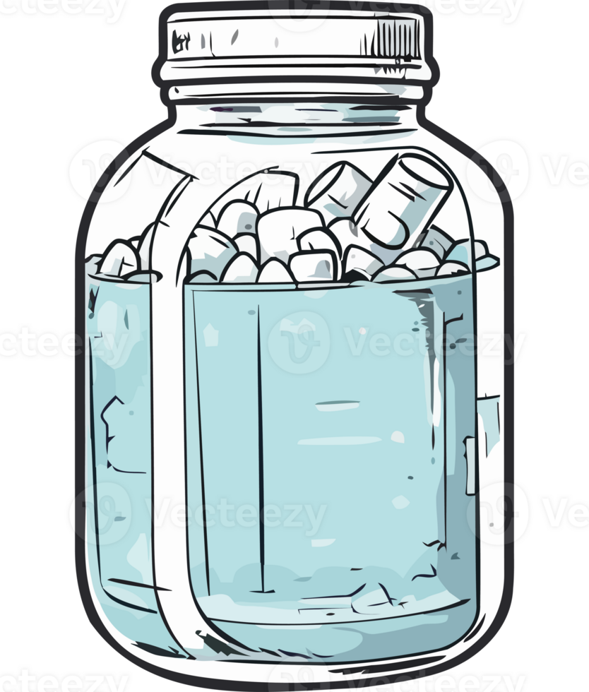 A jar filled with water and rocks png