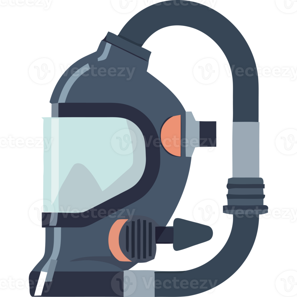 A gas mask with a hose attached to it png