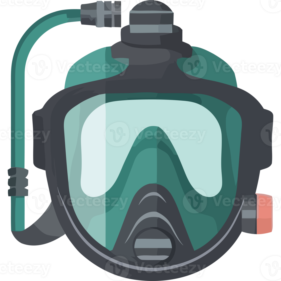 A diving mask with a green helmet and a green filter png