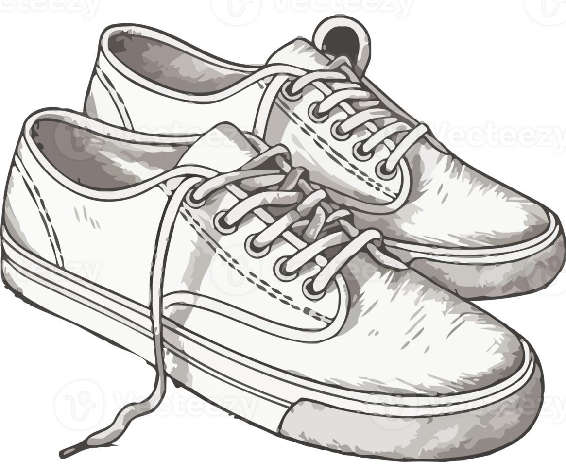 A drawing of a pair of white sneakers png