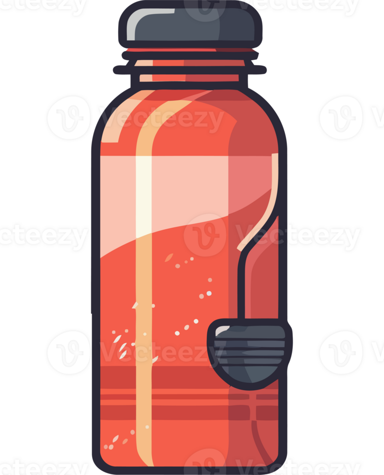 A red bottle with a straw in it png