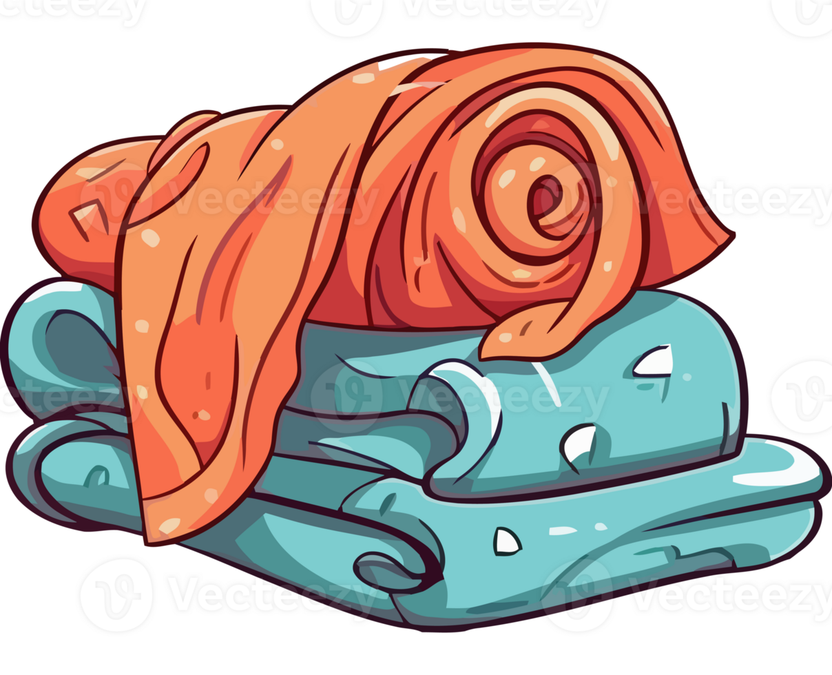 A pile of towels with a blue and orange towel png