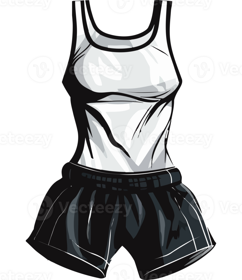 A white tank top and black shorts png