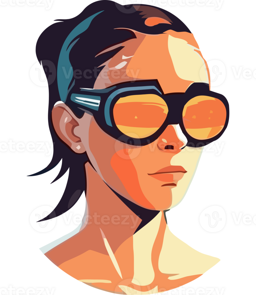 A woman wearing goggles and sunglasses png