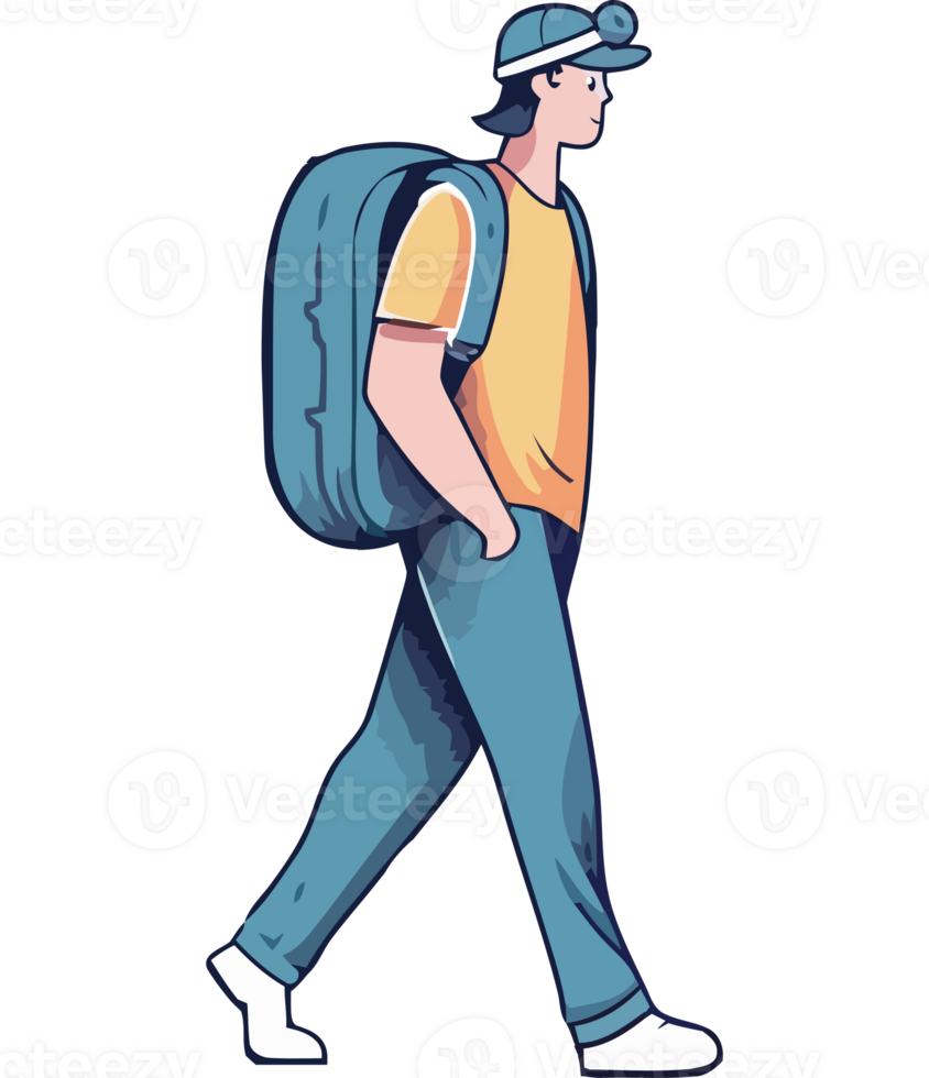 A man with a backpack walking png