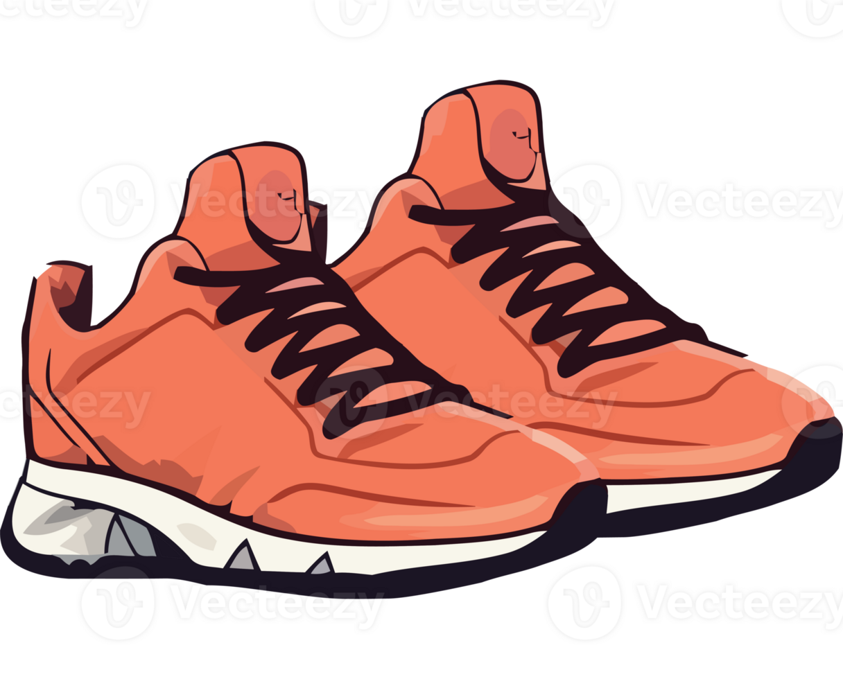 An orange running shoe with white laces png