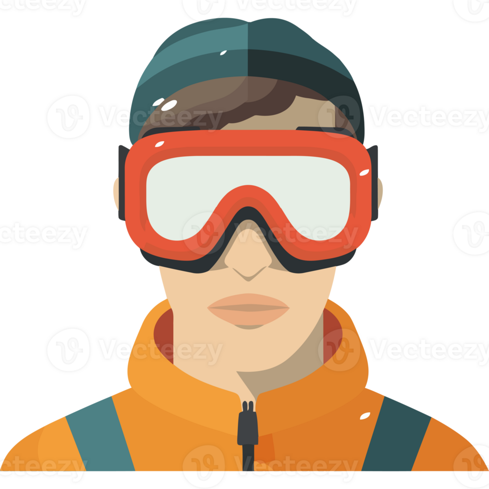 A man wearing goggles and a ski jacket png