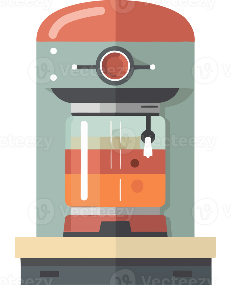 A coffee maker with a glass of coffee png