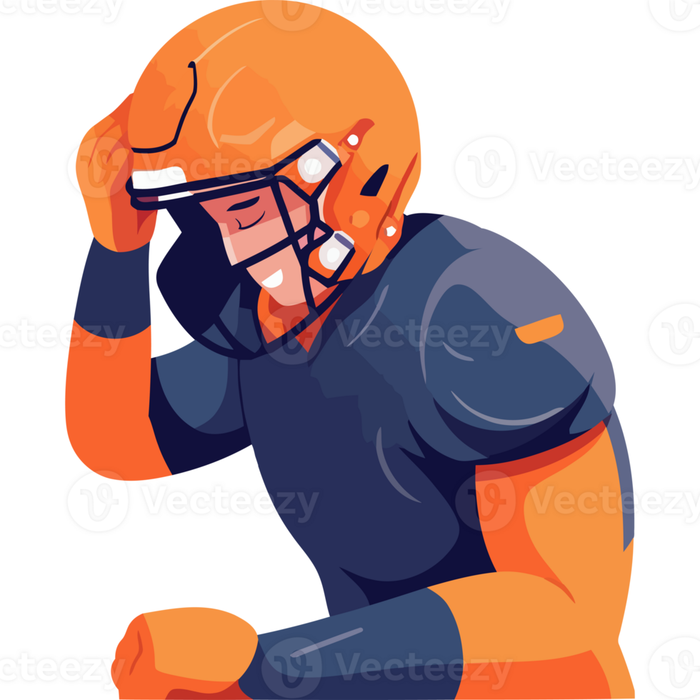 An illustration of a football player with his head down png