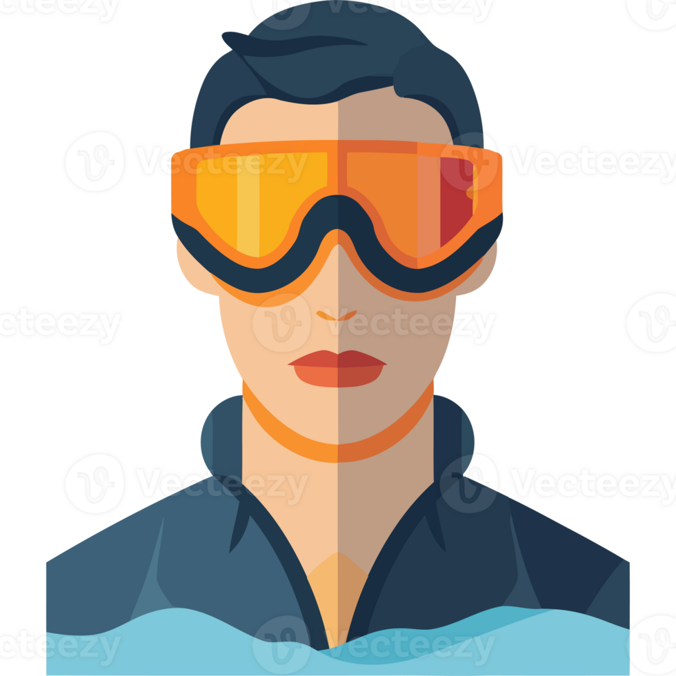 A man wearing goggles and a swimsuit png