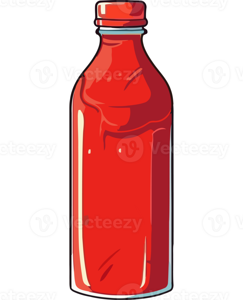A red bottle of ketchup on a black background png