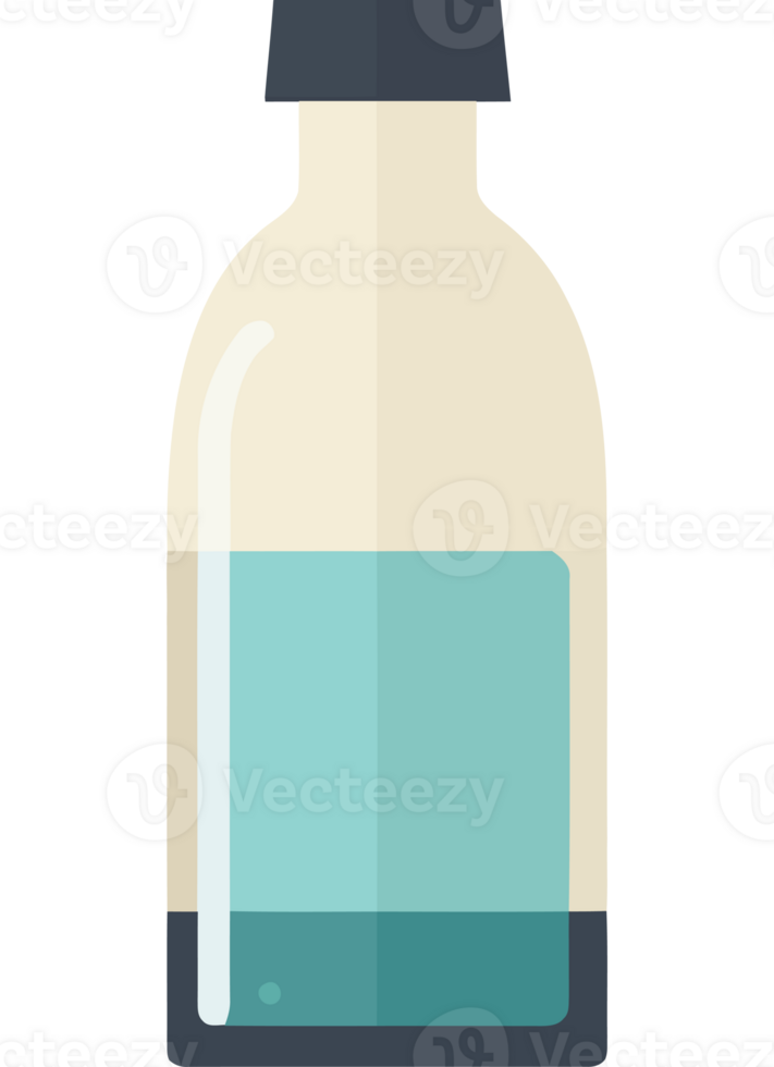 A bottle with a blue liquid inside png