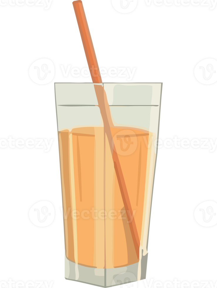 A glass of orange juice with a straw png