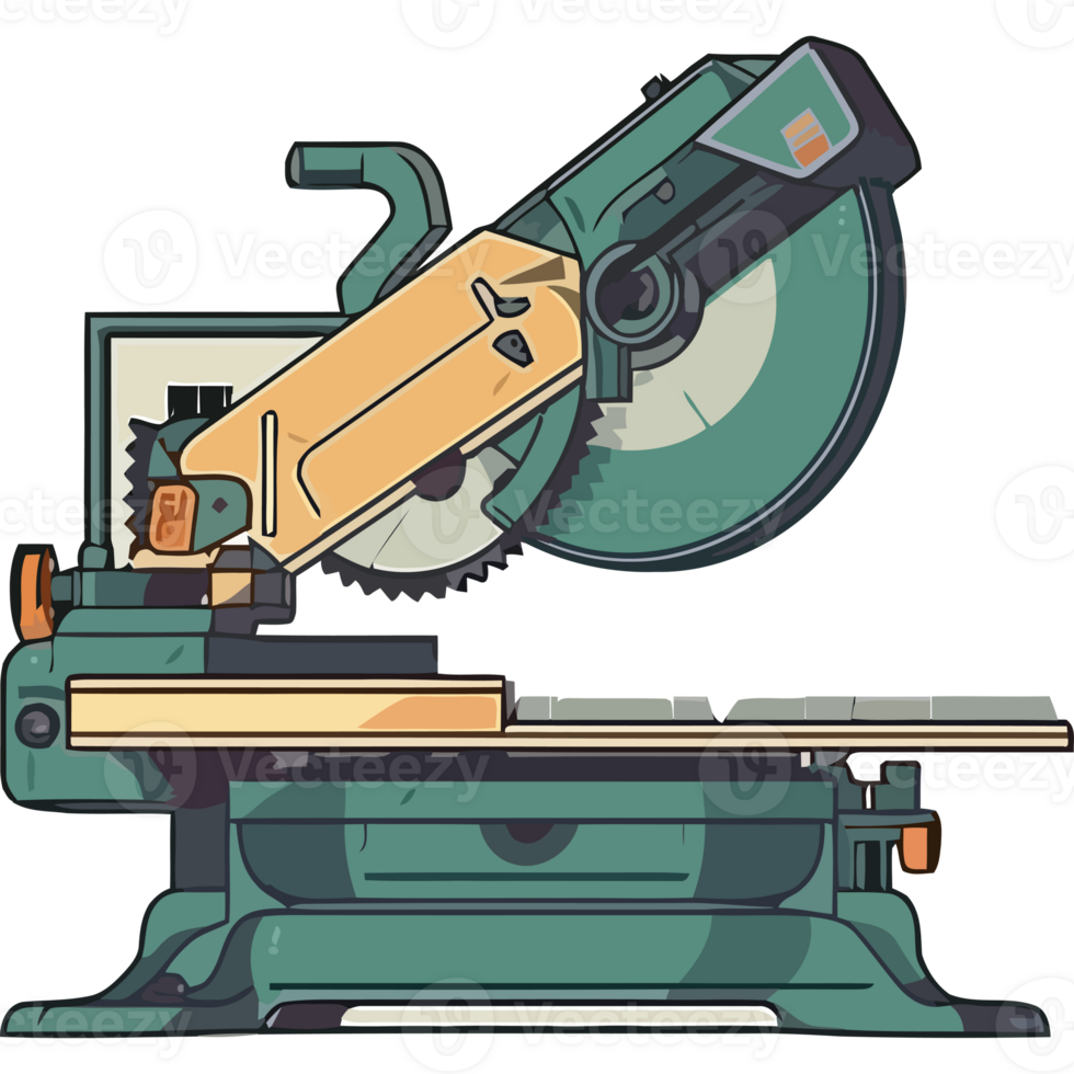 A green and black circular saw with a large blade png