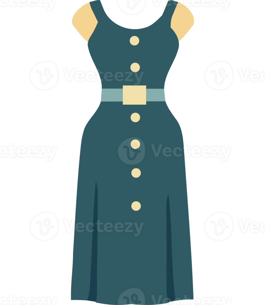 A dress with buttons and a belt png