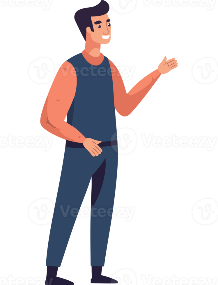 Man in blue tank top and black shorts png