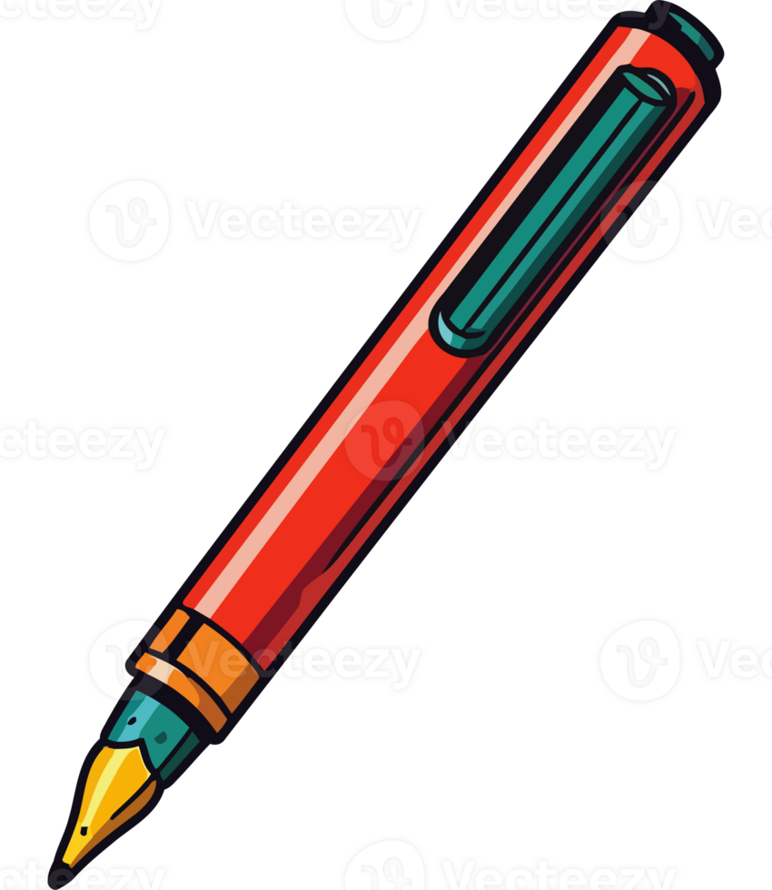 A red pen with a green tip png