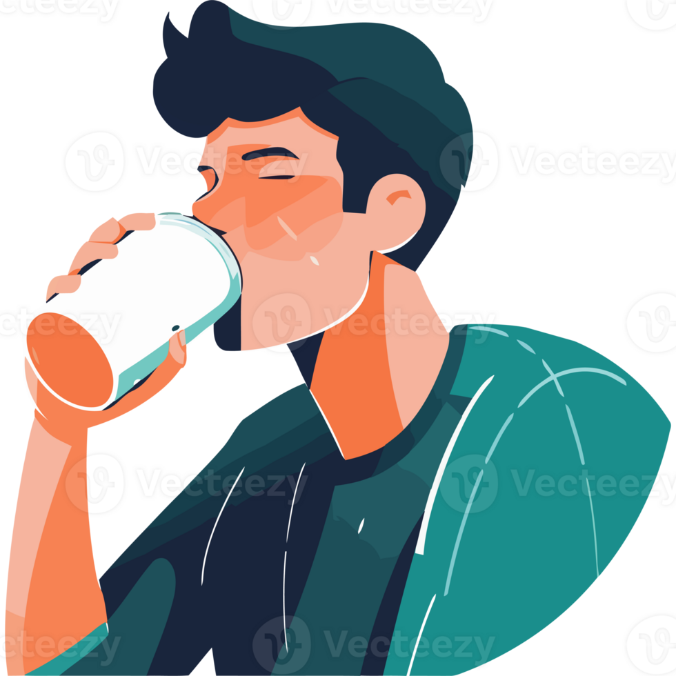 A man drinking a cup of coffee png