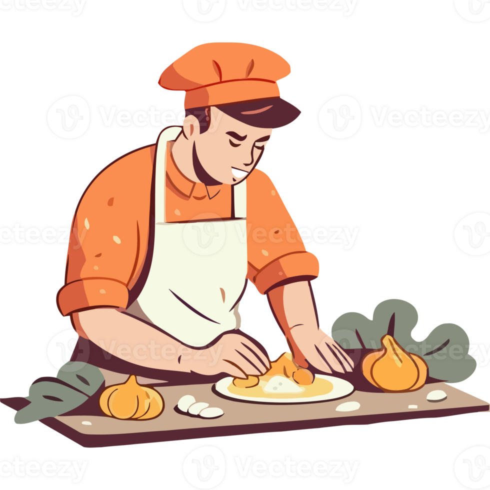 Chef cooking pizza png