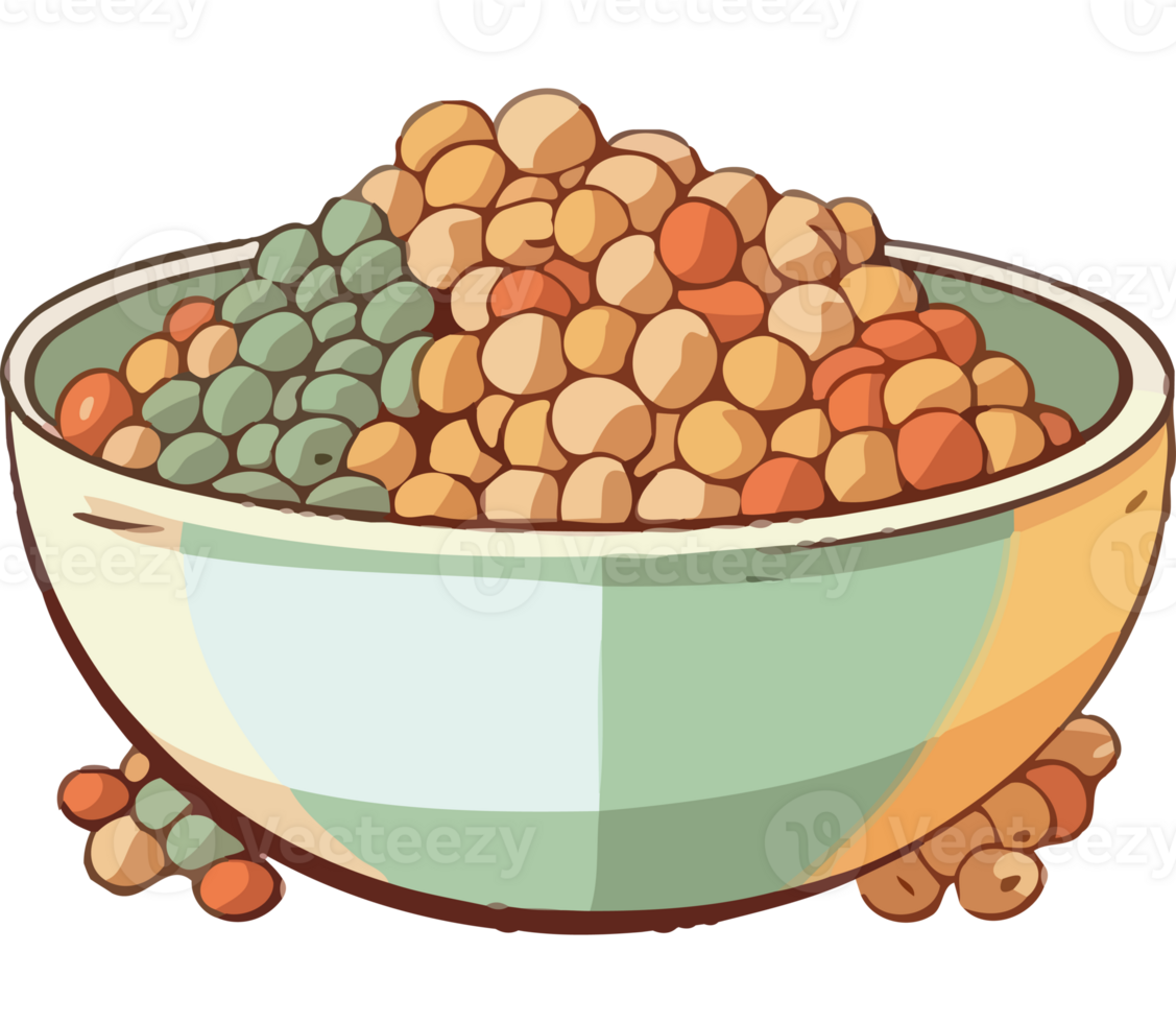 A bowl full of beans and peas png