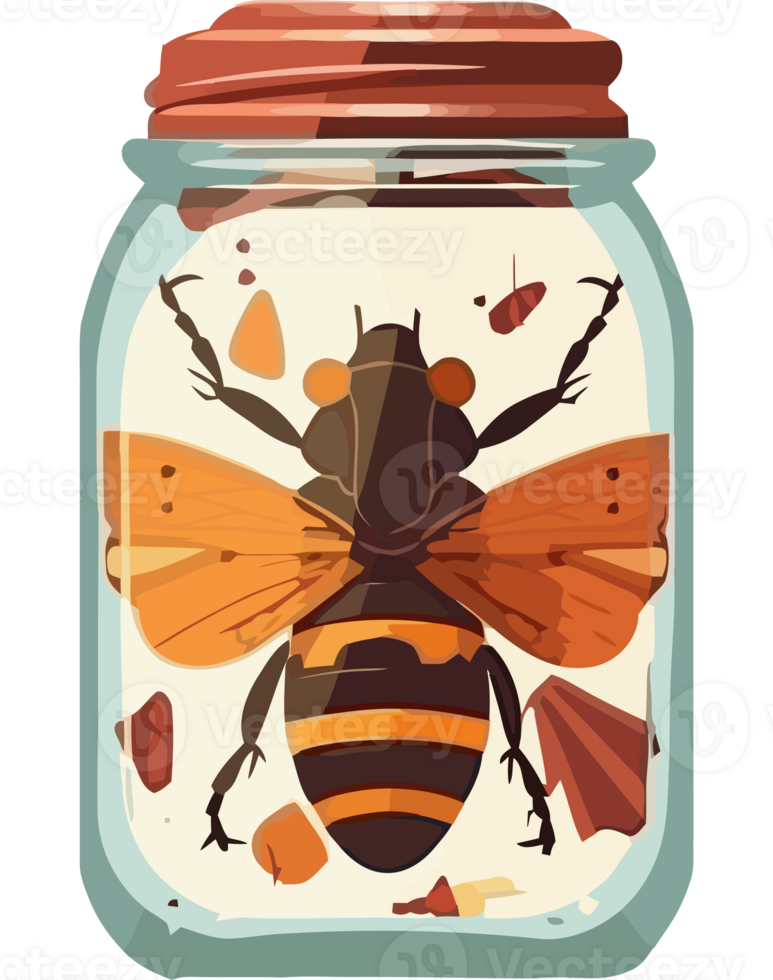 A jar with a bee inside of it png