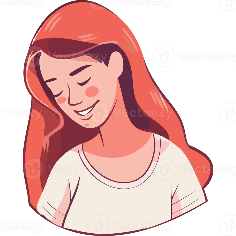 A cartoon woman with long red hair png
