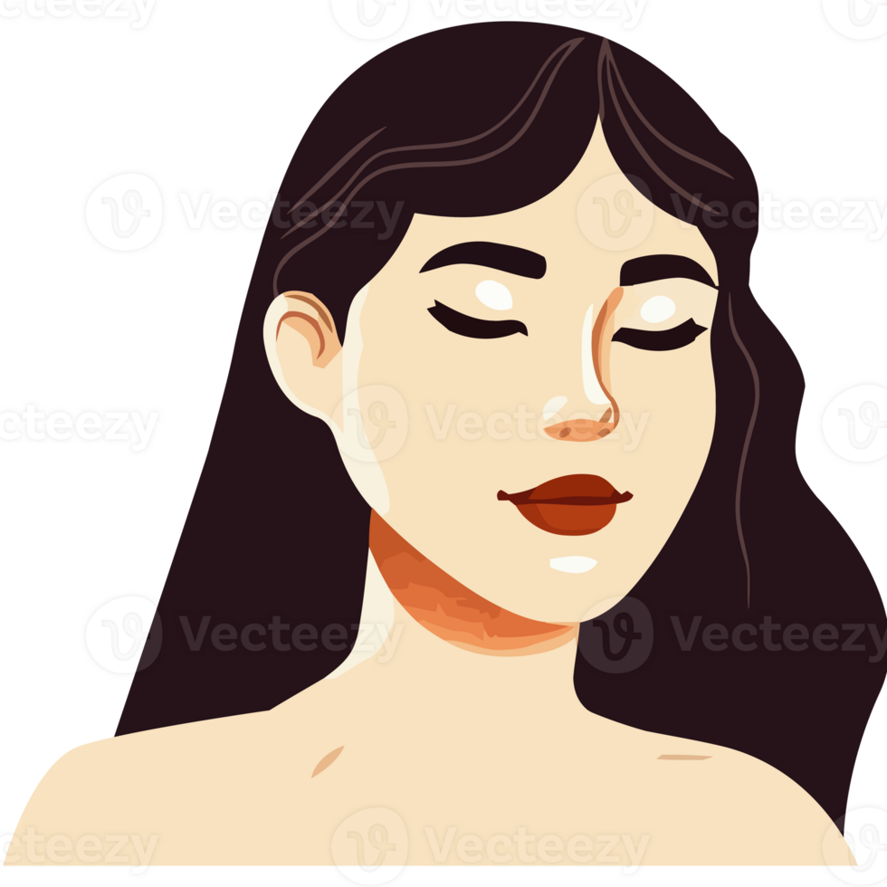 A woman with closed eyes and a closed mouth png