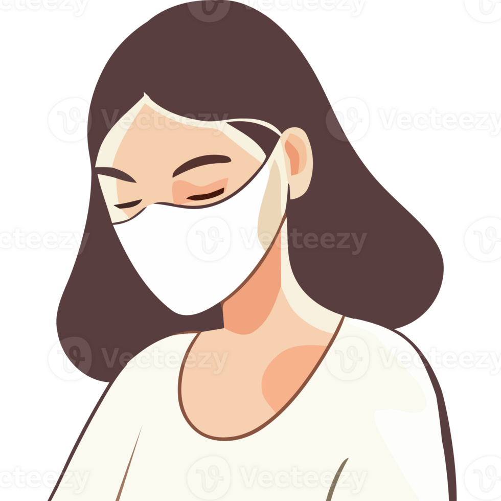 Illustration of a woman wearing a face mask png