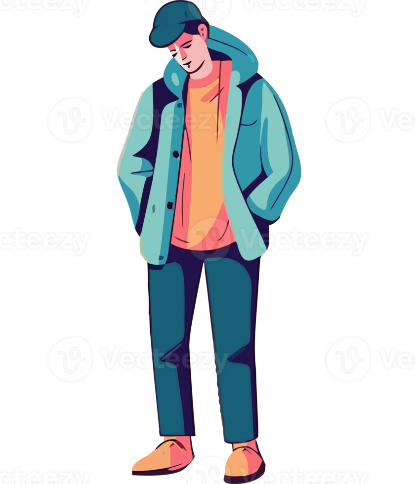 A man in a jacket and pants standing png