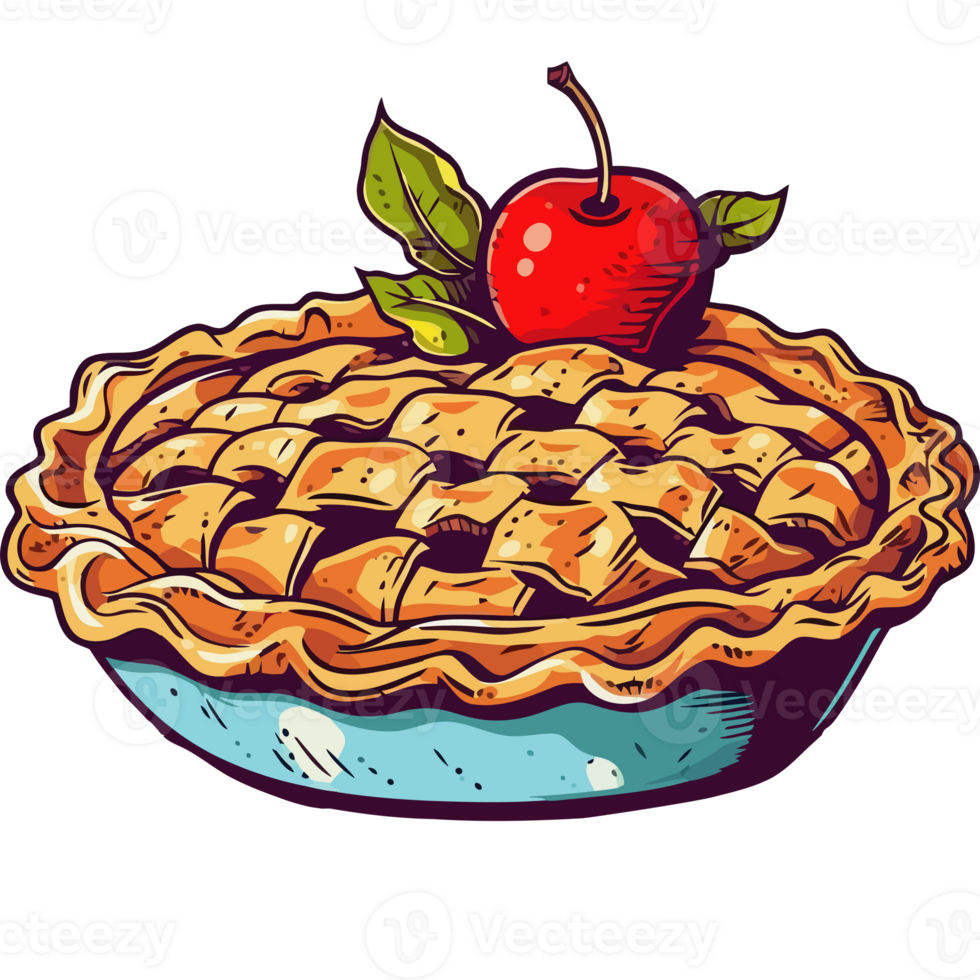 A pie with a cherry on top png