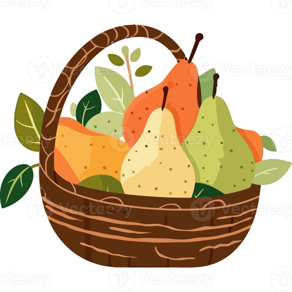 A basket full of pears and apples png