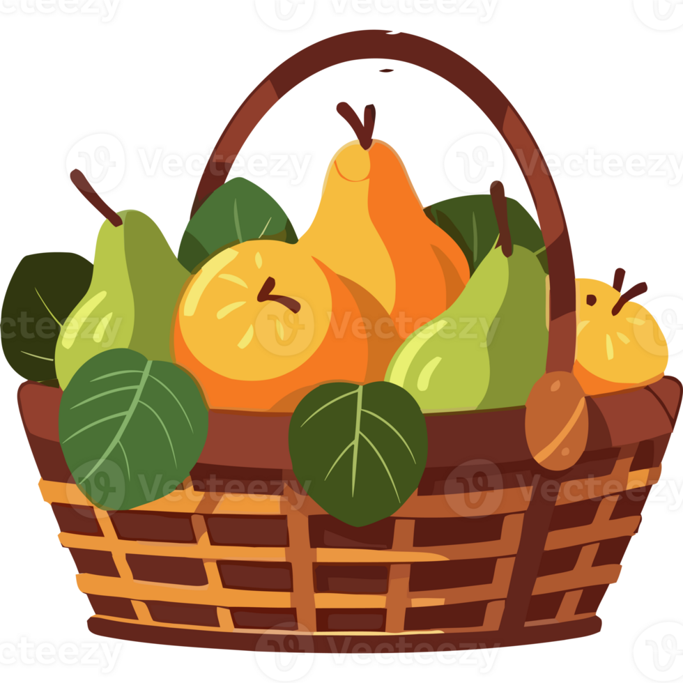 A basket full of pears and apples png