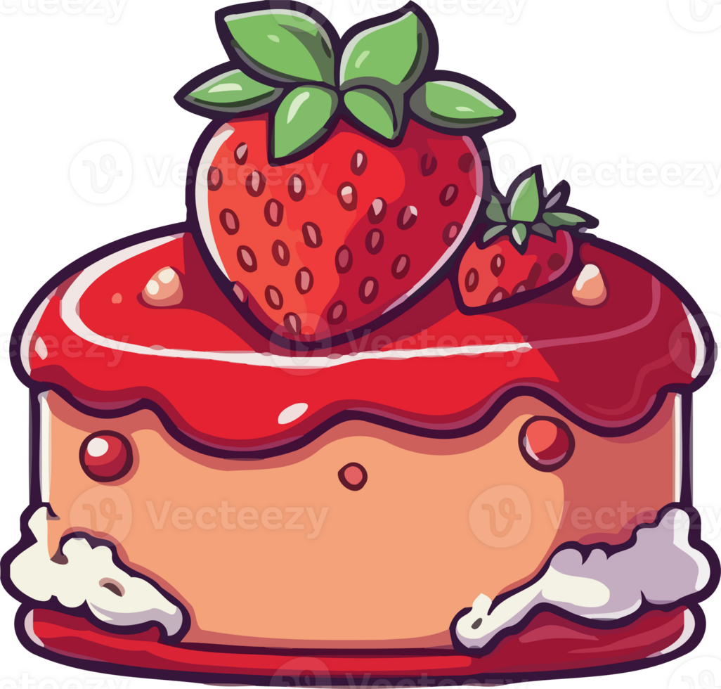 A strawberry cake with cream on top png