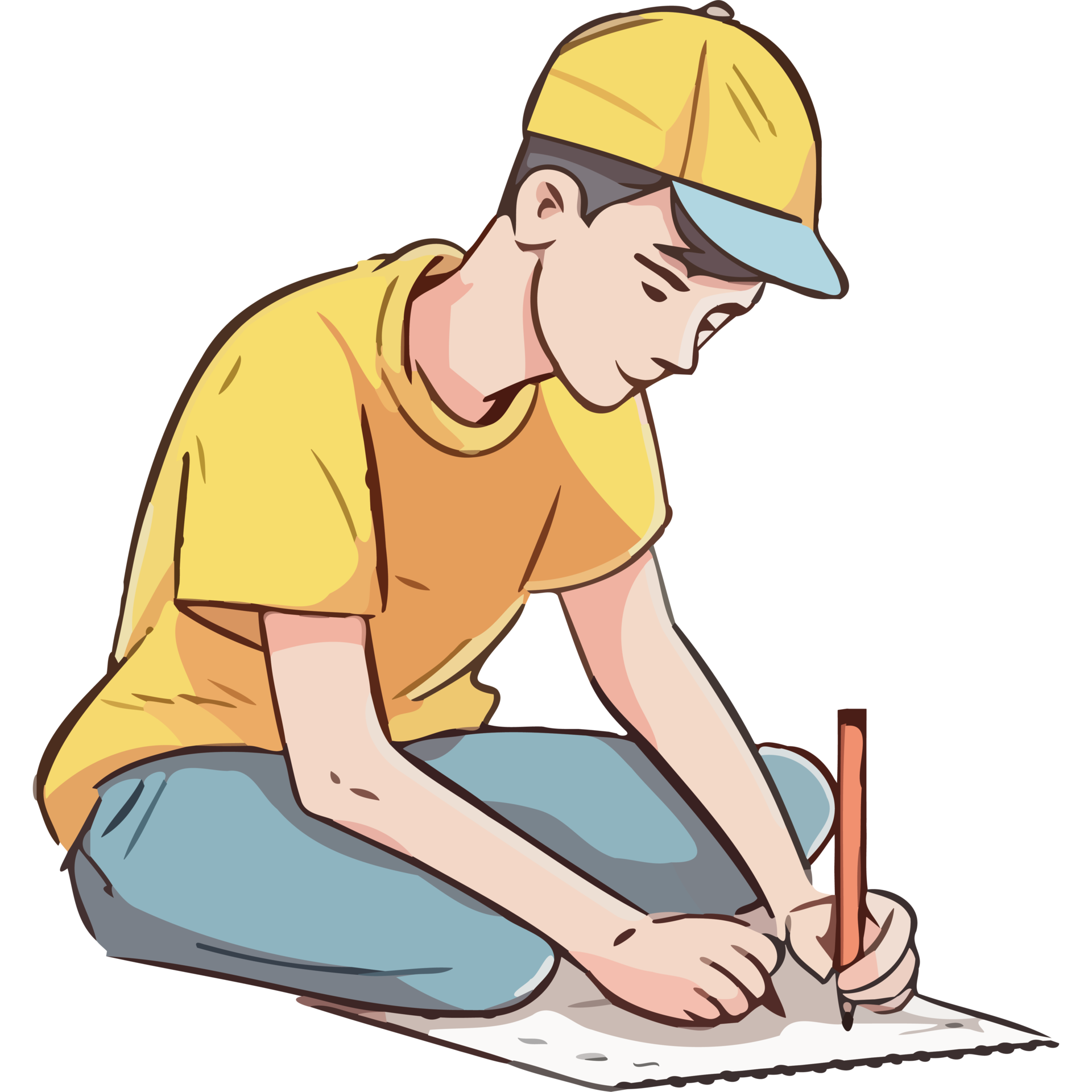 A boy writing on paper with a pencil 49025662 png
